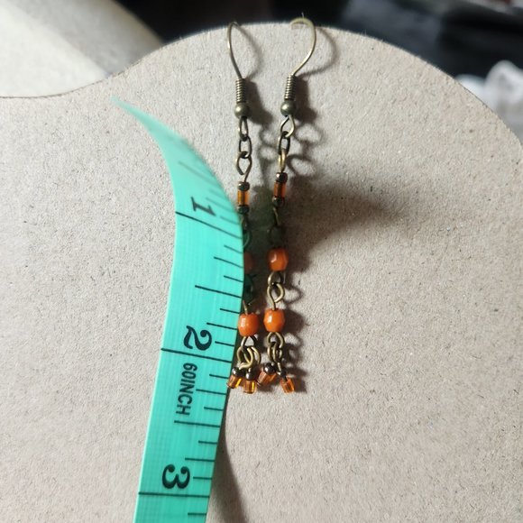 2" Bronze Hook Ethnic Dangle Earrings Artisan Design NWT Tony Alexander Jewelry - Picture 3 of 3